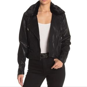 NWT BlankNYC Moto Jacket Faux Fur Collar, Black